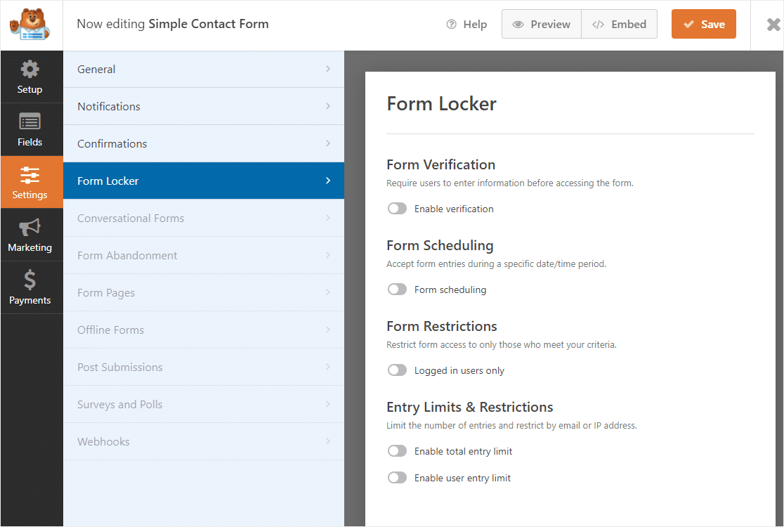 noua interfață addon Locker de formulare