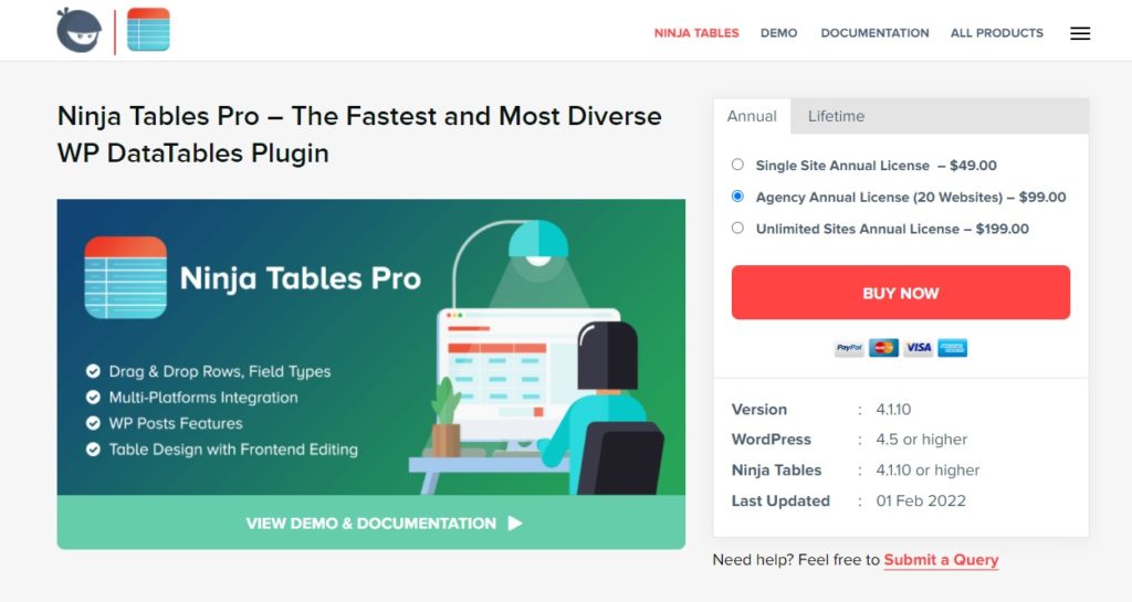 ninja tables pro woocommerce 产品列表查看插件