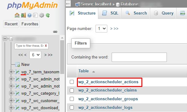 hapus pesanan woocommerce phpmyadmin