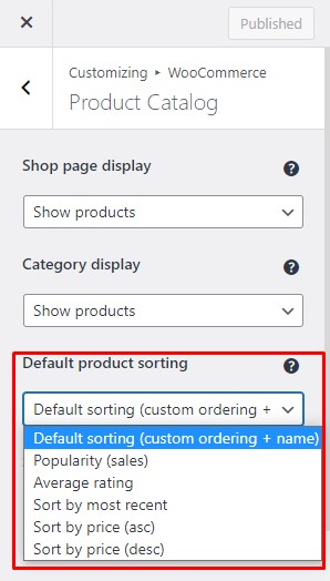 WooCommerce 中的默认产品排序选项