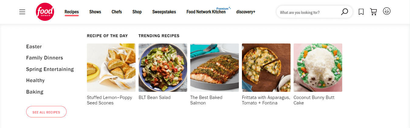 Food Network Mega Menu