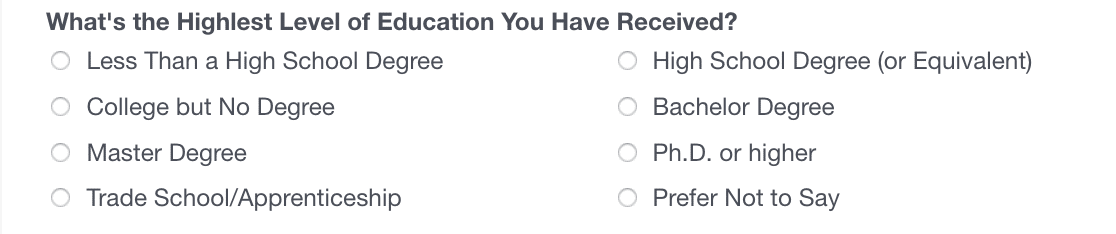 Pytanie demograficzne dotyczące edukacji