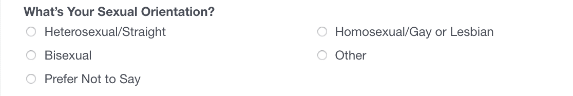 Pytanie demograficzne dotyczące orientacji seksualnej