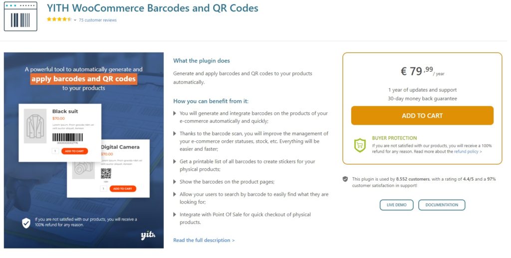 yith woocommerce 条码和二维码插件