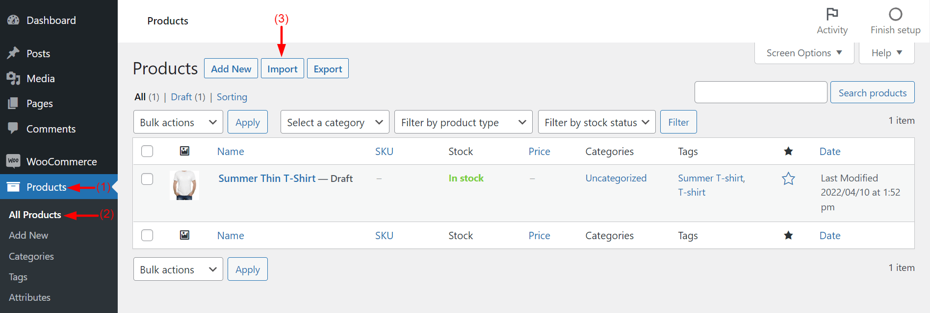 How to import products in WooCommerce