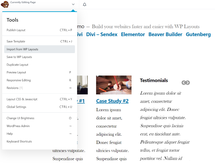 Verwenden von WP-Layouts mit Beaver Builder