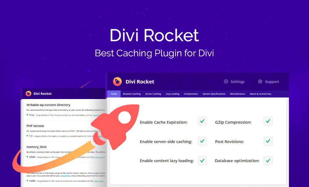 Plugin de cache Divi Rocket para sites Divi e WordPress