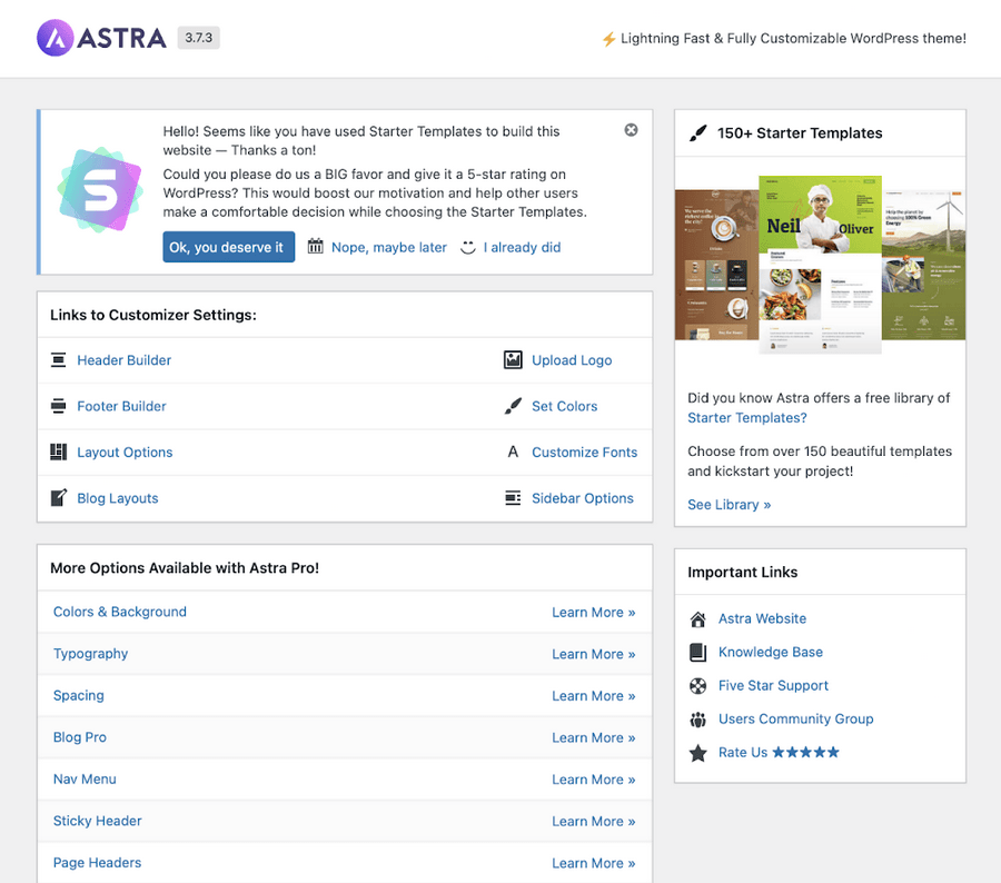 Astra pro-Optionen