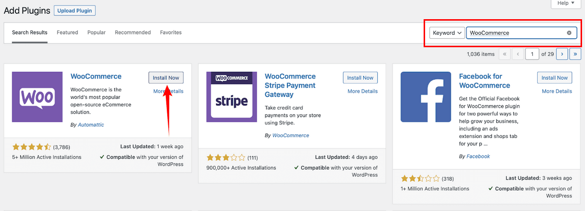 Instal plugin WooCommerce