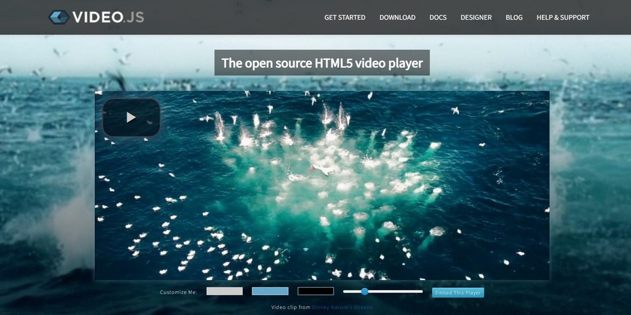 โฮมเพจเครื่องเล่น Video.js HTML5