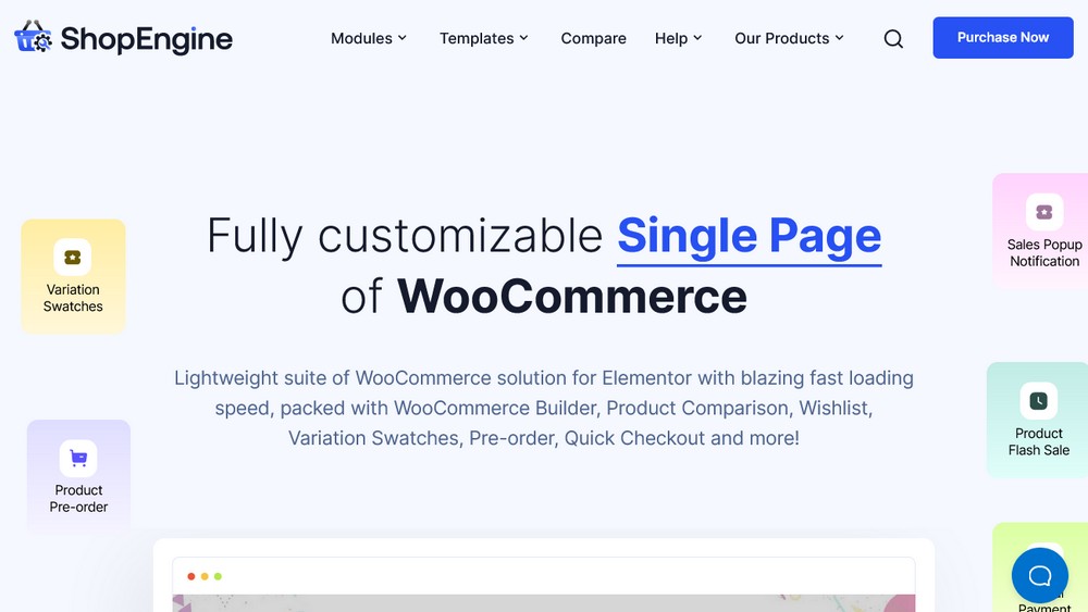 Homepage di ShopEngine