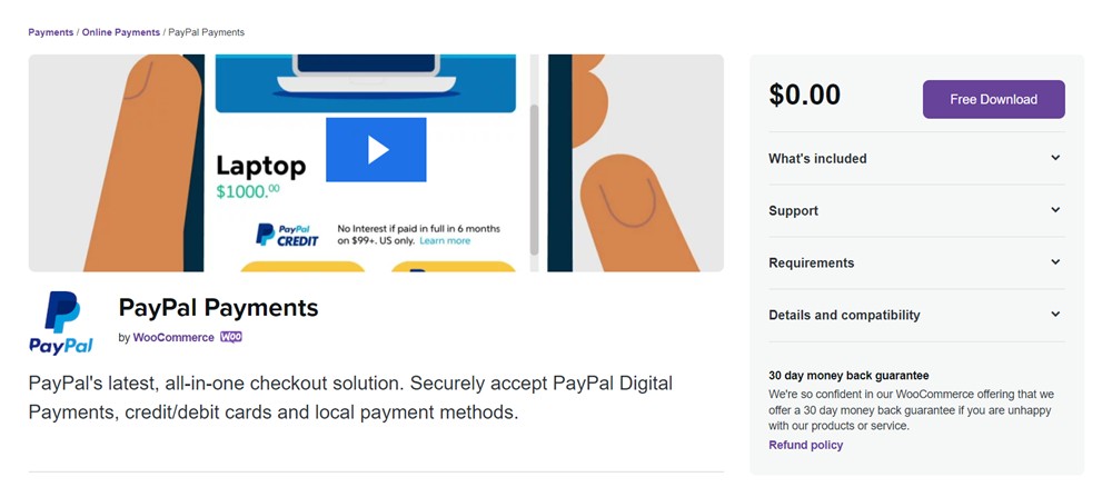 estensione woocommerce del gateway di pagamento paypal