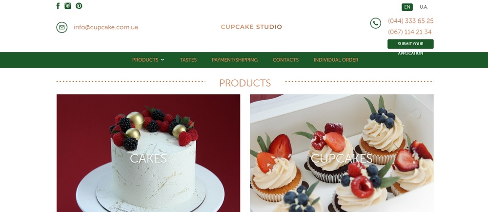 Beispiel einer Cupcake Studio-Website