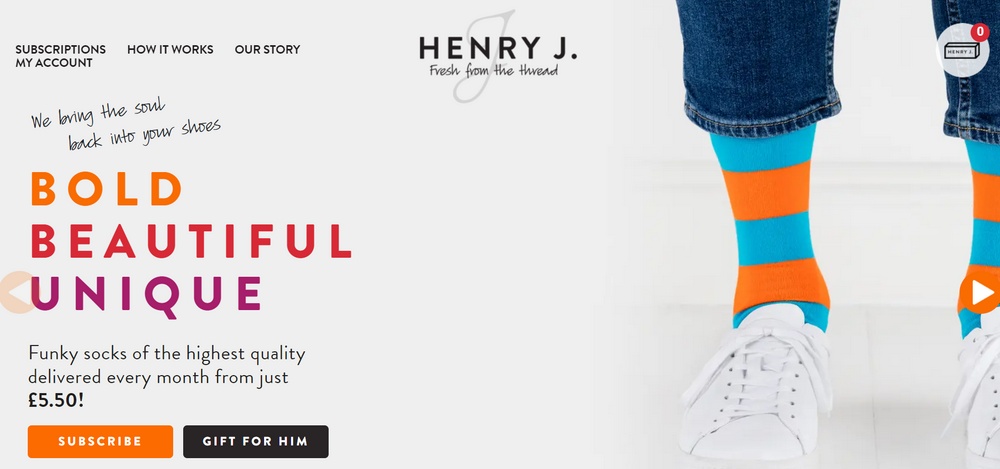 Exemplo do site Henry J Socks