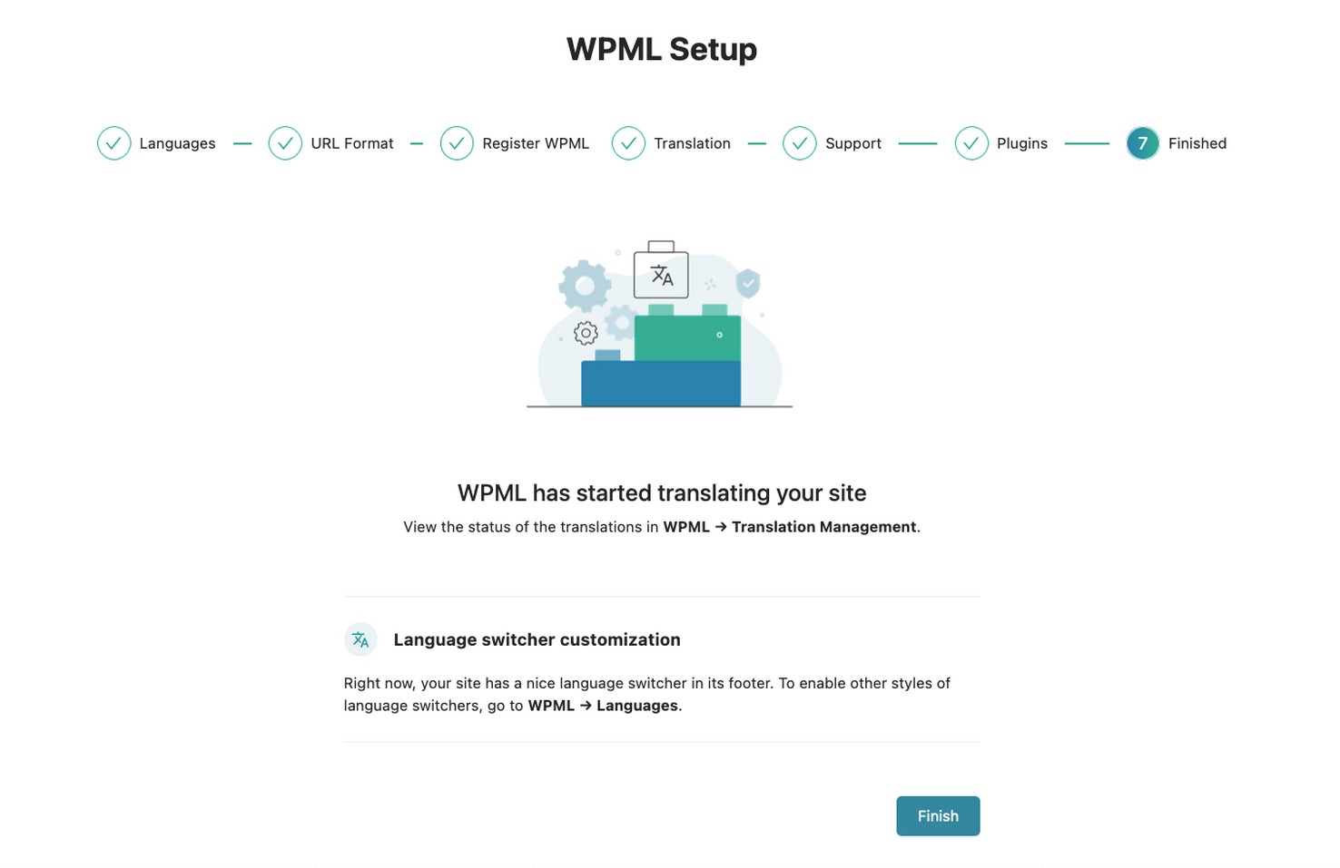 Finalizando a configuração do WPML