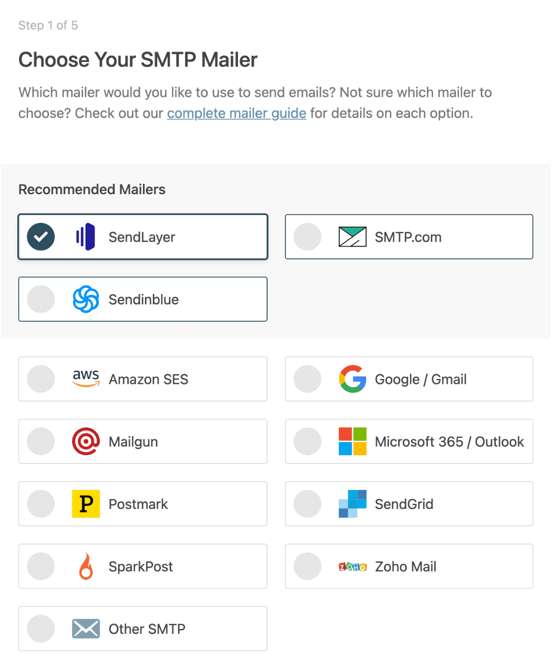 SendLayer seçeneğini seçin