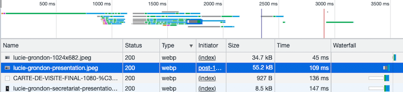 WebP 이미지 크기: 55.2KB - 출처: DevTools