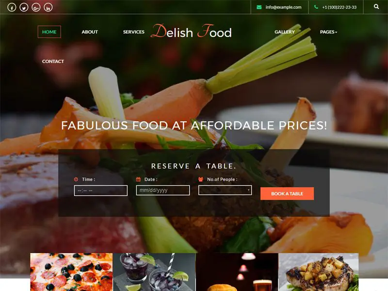 Template Restoran Bootstrap Gratis Makanan Lezat