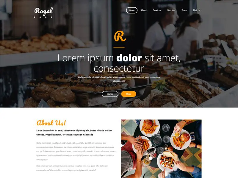 Templat Situs Web Restoran Royal Food Gratis