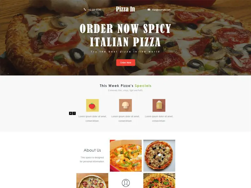 Pizza Di Template Restoran Bootstrap Gratis