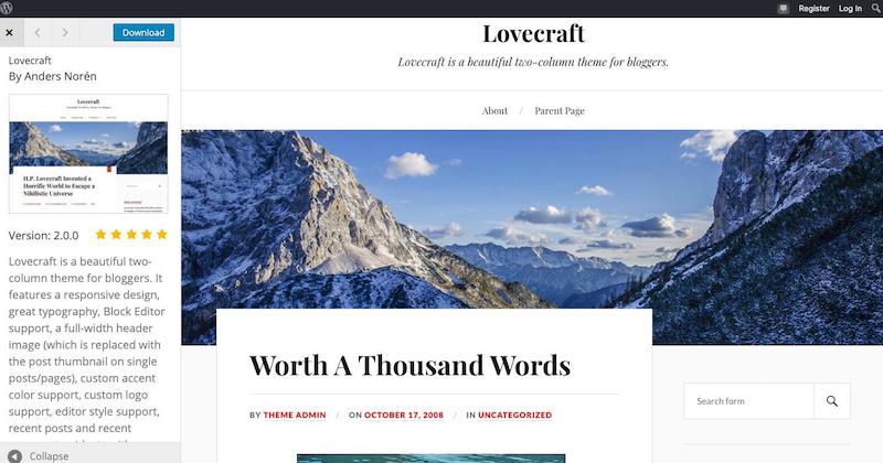 Lovecraft WordPress Theme