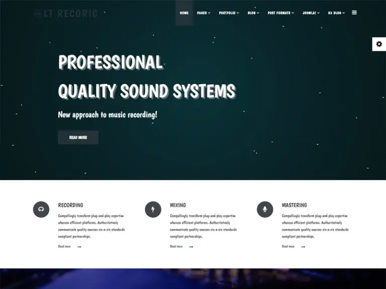 Lt Recoric Free Music Studio เทมเพลต Joomla