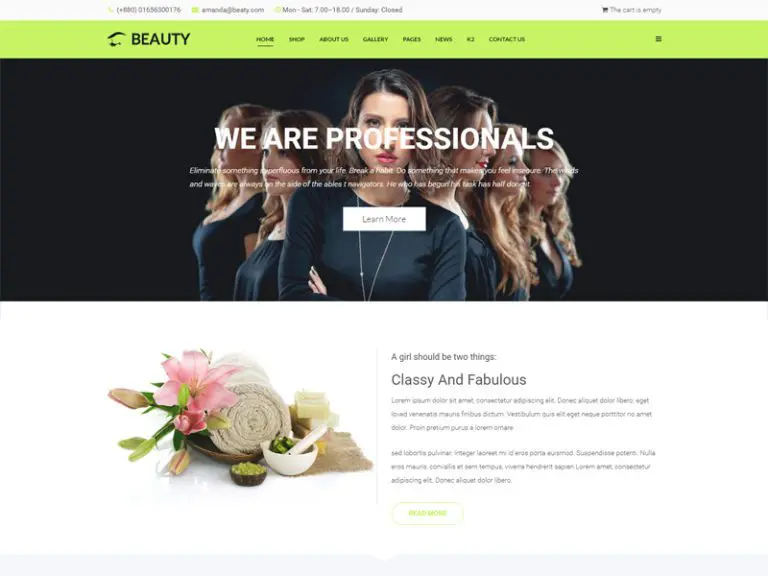 เทมเพลตความงาม Joomla Beauty ฟรี