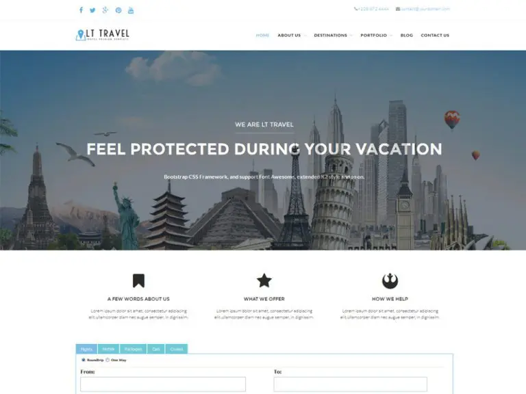 Lt Travel Free Responsive Hotel , Travel Wordpress 主题