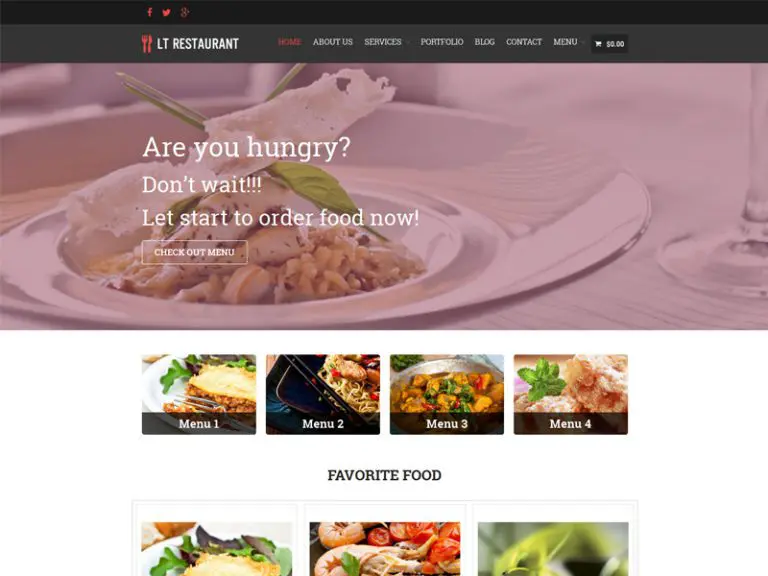 Lt Restaurant ธีม Wordpress สั่งอาหารที่ตอบสนองต่อการสั่งอาหารฟรี