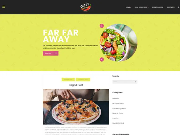 ธีม Wordpress Chilis ฟรีสำหรับร้านอาหาร