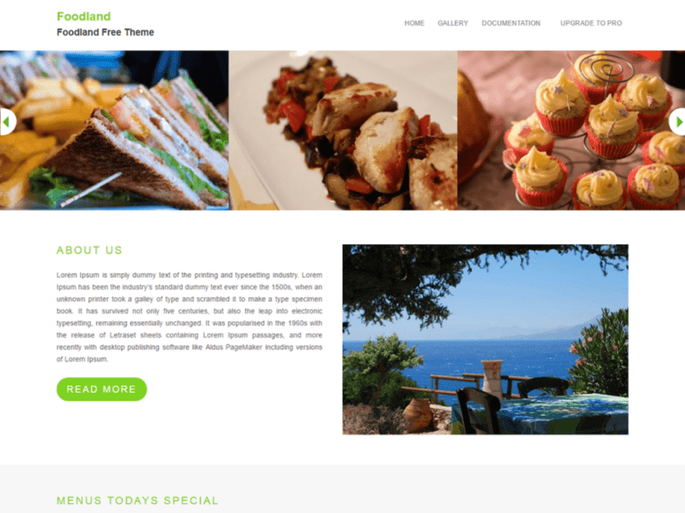 ธีม Wordpress อาหารฟรีของ Foodland