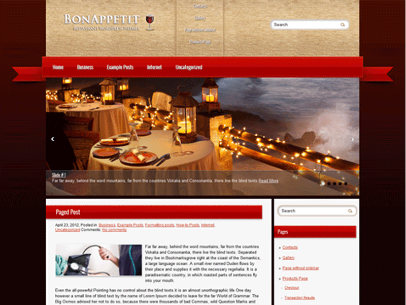 Bonappetit ร้านอาหาร ธีม Wordpress ฟรี