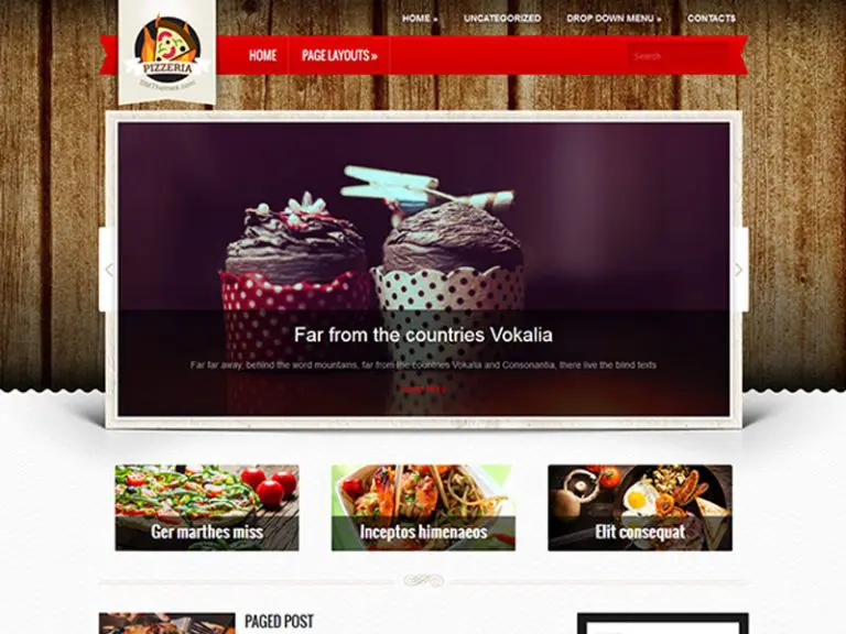 ธีม Pizzeria ฟรี Wordpress Bakery