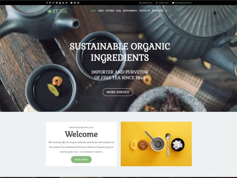 Et Tea 무료 응답 차 Wordpress 테마