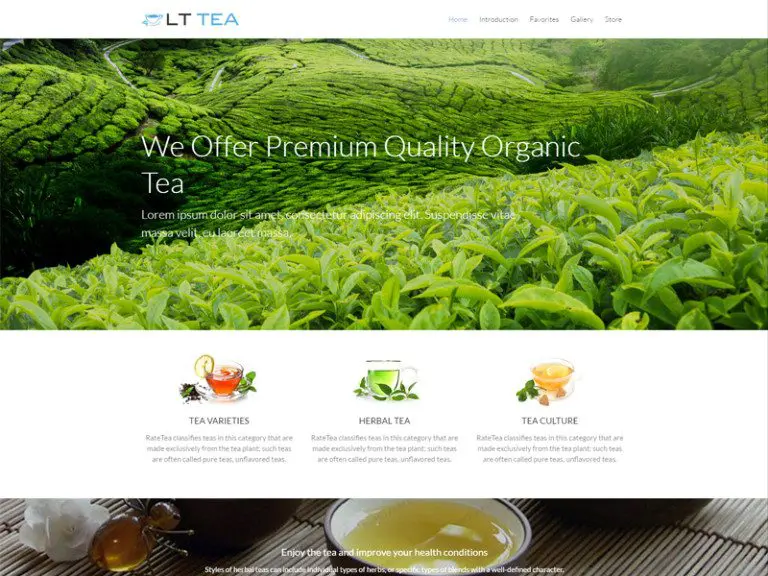 Lt Tea Onepage 무료 반응형 차 스토어 워드프레스 테마