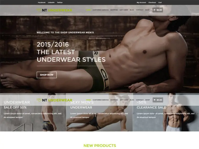 Nt Underwear ฟรีธีม Wordpress สำหรับร้านแฟชั่น