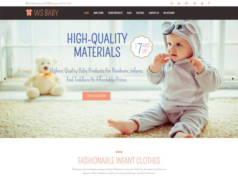 Ws Baby ฟรี Wordpress Woocommerce Theme สำหรับ Baby Store