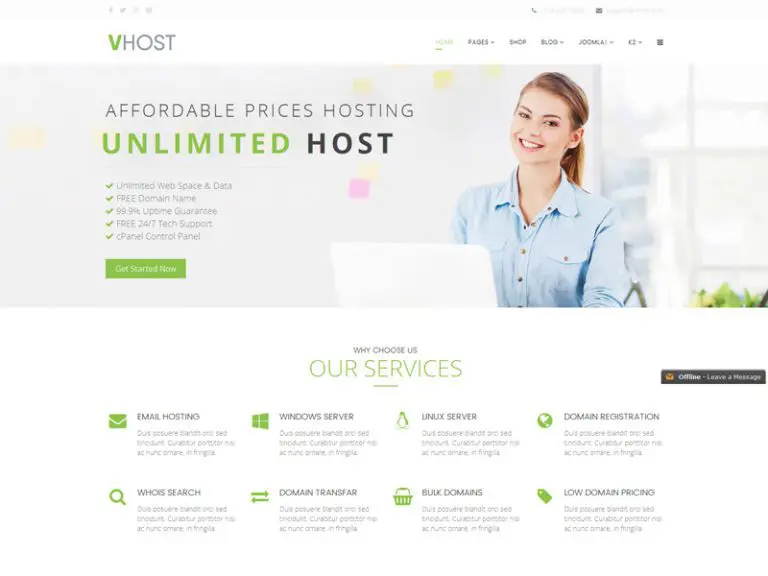 Template Joomla Hosting Responsif Vhost Gratis