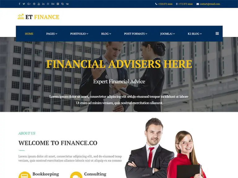 Et Finance Template Joomla Finance Responsif Gratis