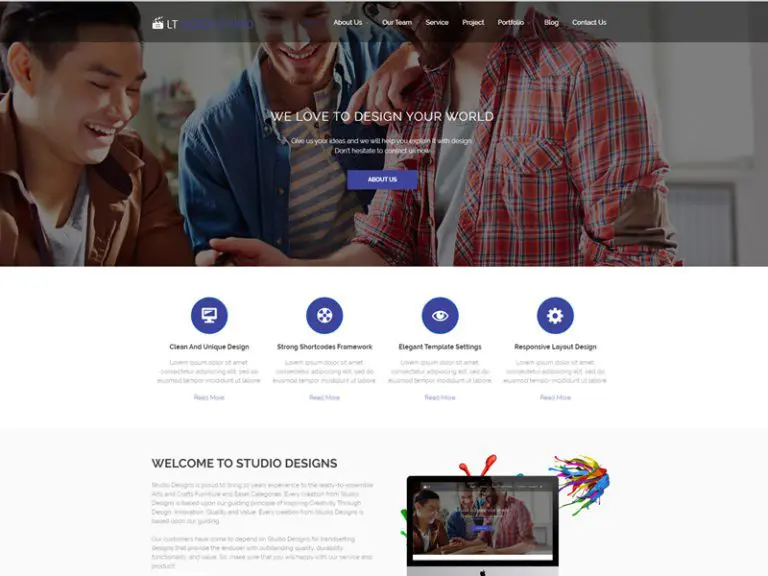 Lt Design Studio Onepage Free Design Studio Wordpress Theme