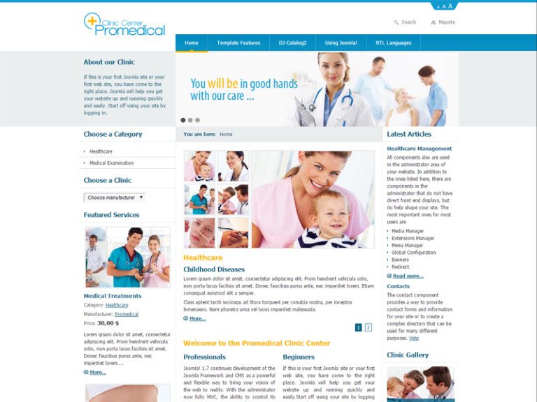 Шаблон Joomla для бесплатной медицинской клиники Dj Promedical