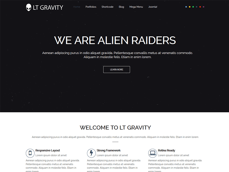 Lt Gravity Одностраничный Шаблон Joomla