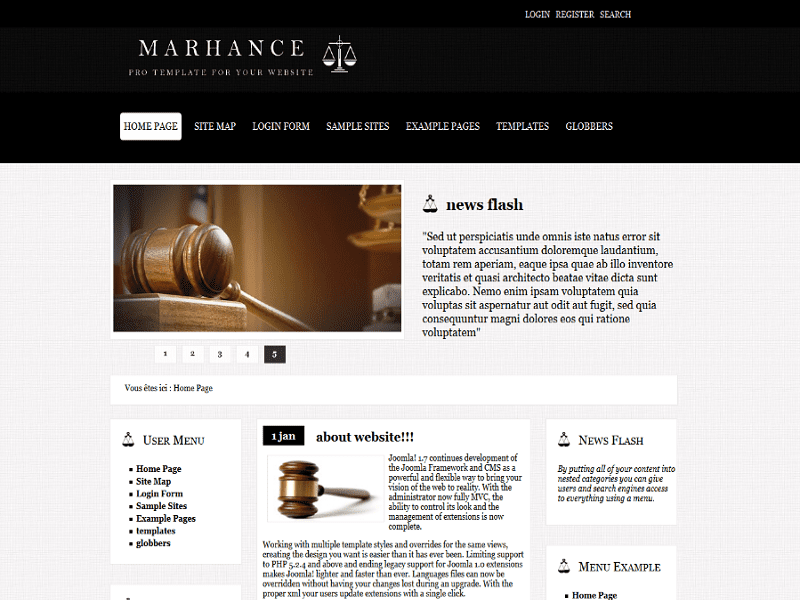 Marhance Black – Joomla Template Lawyer gratuito