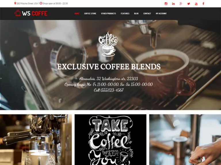 Ws Coffee Free Wordpress Woocommerce Tema para Cafe Shop