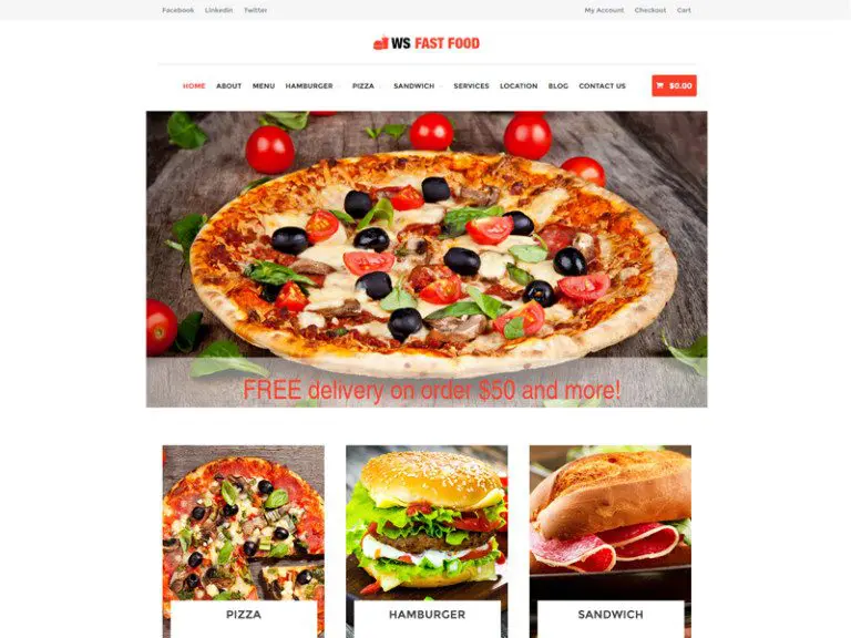 Ws Fast Food grátis Wordpress Woocommerce Tema para pedidos de comida