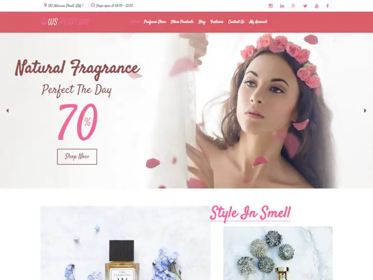 Tema Ws Perfume Wordpress Woocommerce grátis para loja de perfumes