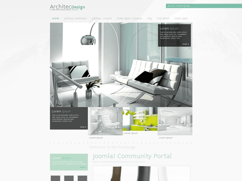 Miglior template gratuito Joomla per Architec Design