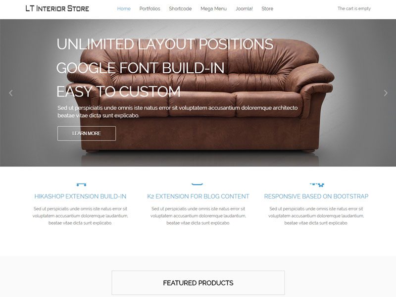 Lt Interior Store – Modello di interni Joomla unico