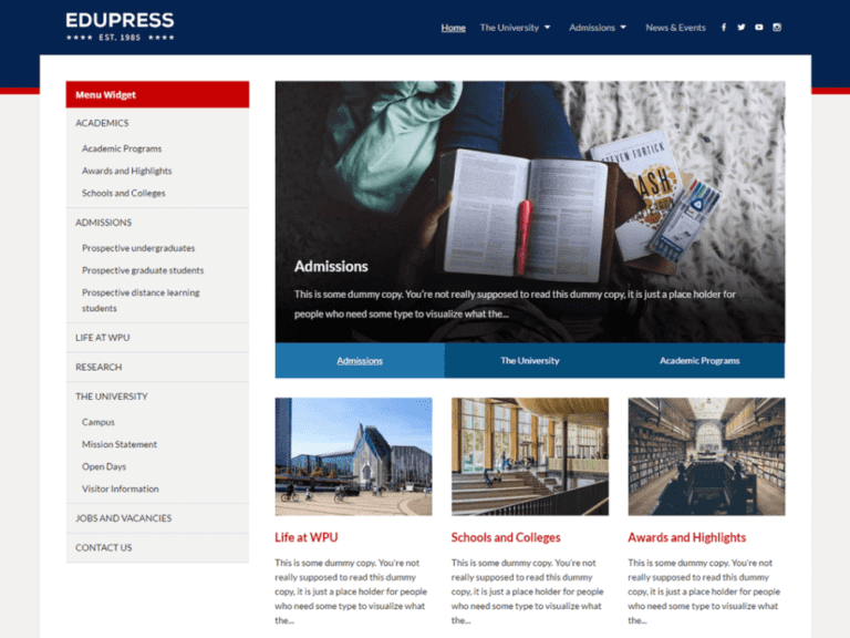 Tema Wordpress Pendidikan Gratis Edupress