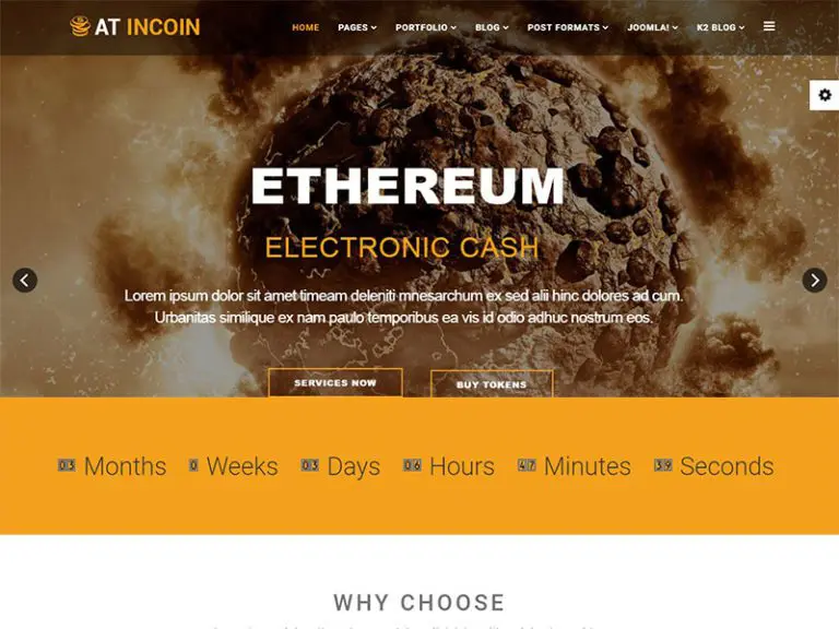 Di Template Situs Web Cryptocurrency Responsif Gratis Incoin